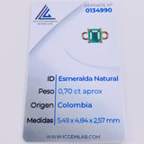 Herraje Cuadrado Cuatro Garras 70pts Esmeralda 0.95gr / 1cm / Oro Amarillo 18K