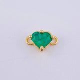 Herraje Corazon Cuatro Garras 60pts Esmeralda 0.6gr / 1cm / Oro Amarillo 18K