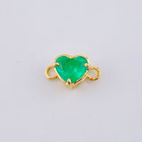 Herraje Corazon Cuatro Garras 60pts Esmeralda 0.75gr / 1cm / Oro Amarillo 18K