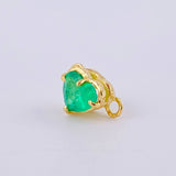 Herraje Corazon Cuatro Garras 60pts Esmeralda 0.75gr / 1cm / Oro Amarillo 18K
