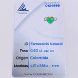 Herraje Corazon Cuatro Garras 60pts Esmeralda 0.75gr / 1cm / Oro Amarillo 18K