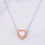 Set Cadena Veneciana + Dije Corazón Moisanitas 1 qts / 2.7g / 40cm Oro Blanco 18K