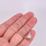 Set Cadena Veneciana + Dije Corazón Moisanitas 1 qts / 2.7g / 40cm Oro Blanco 18K