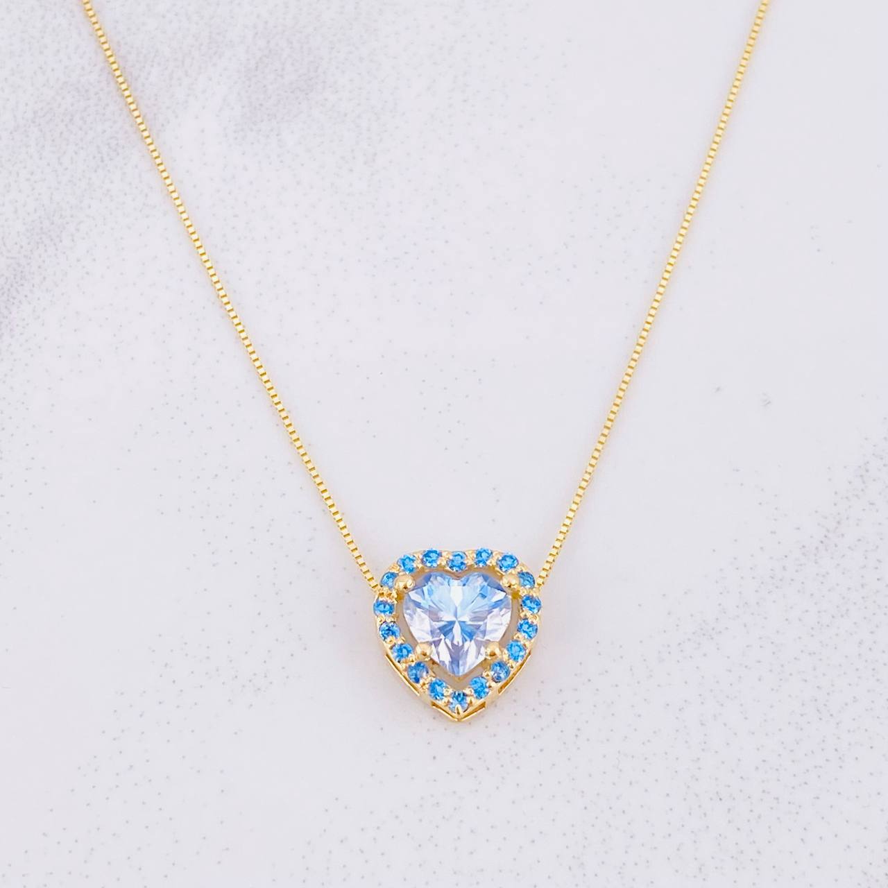 Set Cadena Veneciana + Dije Corazón Moisanitas 1 qts / 2.3g / 45cm Oro Amarillo 18K