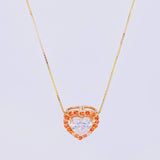 Set Cadena Veneciana + Dije Corazón Moisanitas 1 qts / 2.15g / 45cm Dos Oros Amarillo Rosa 18K