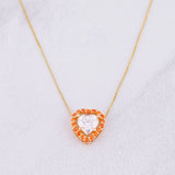Set Cadena Veneciana + Dije Corazón Moisanitas 1 qts / 2.15g / 45cm Dos Oros Amarillo Rosa 18K