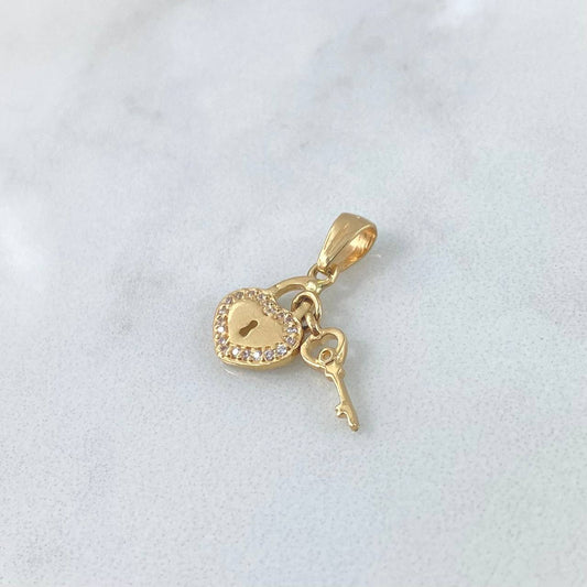 Dije Corazon Candado 1.7gr / 2cm / Circcones Blanco Oro Amarillo *