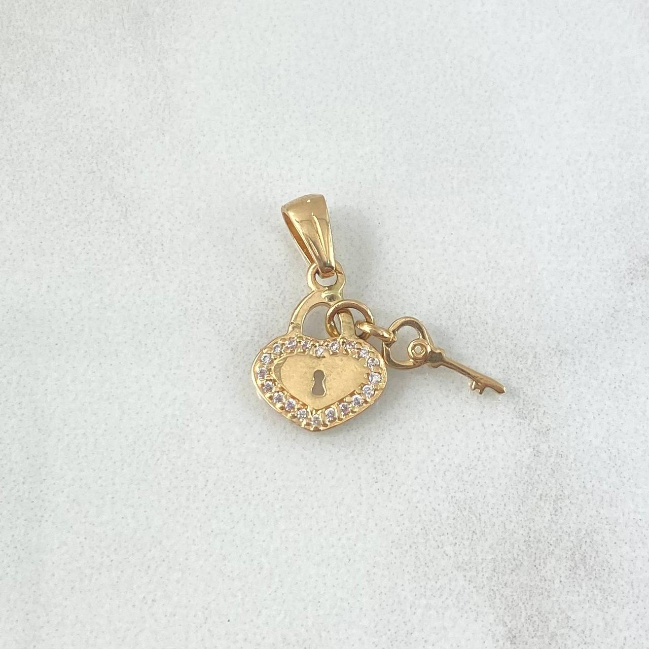 Dije Corazon Candado 1.7gr / 2cm / Circcones Blanco Oro Amarillo *