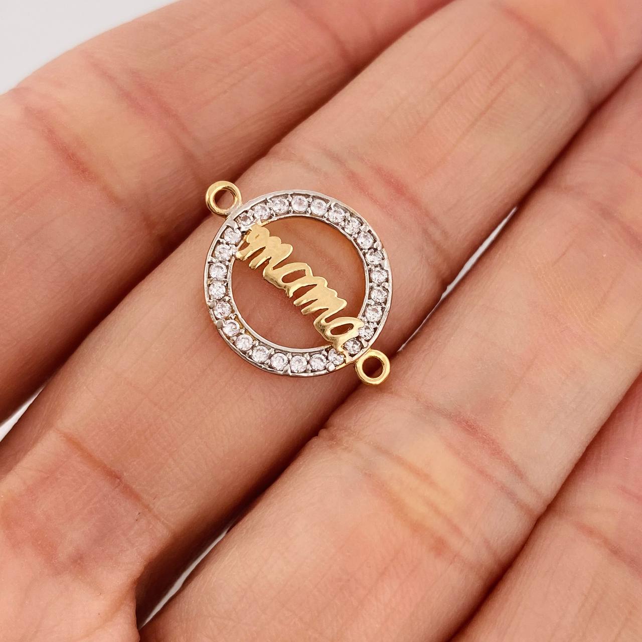 Herraje Mamá 1gr / 2cm / Dos Oros Amarillo Blanco  18K
