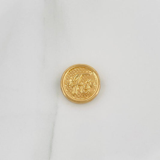 Herraje Medalla Fe 0.85gr / 1.3cm / Oro Amarillo 18K