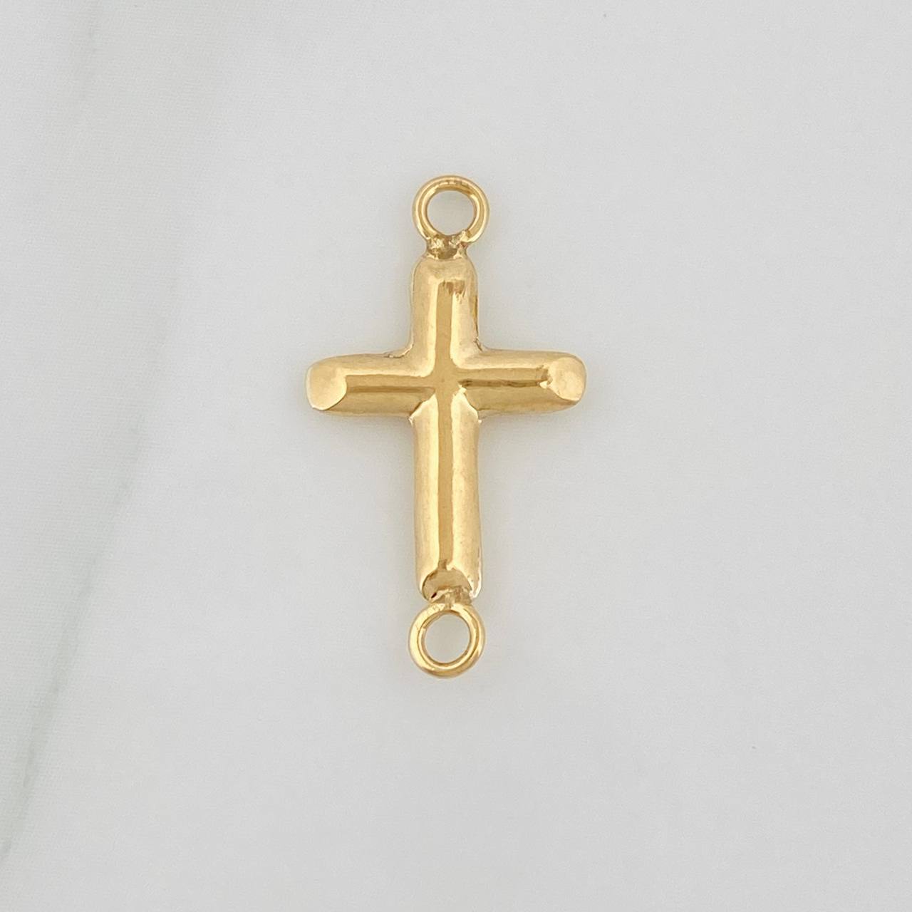 Herraje Cruz Puntas Planas 0.4gr / 2cm / Oro Amarillo 18K