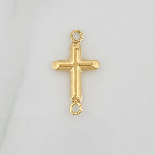 Herraje Cruz Puntas Planas 0.4gr / 2cm / Oro Amarillo 18K