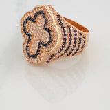 Anillo Cruz Tupida 13.05gr / T9 3/4 / Dos Oros Negro Rosa Nac.Esp. 18K &