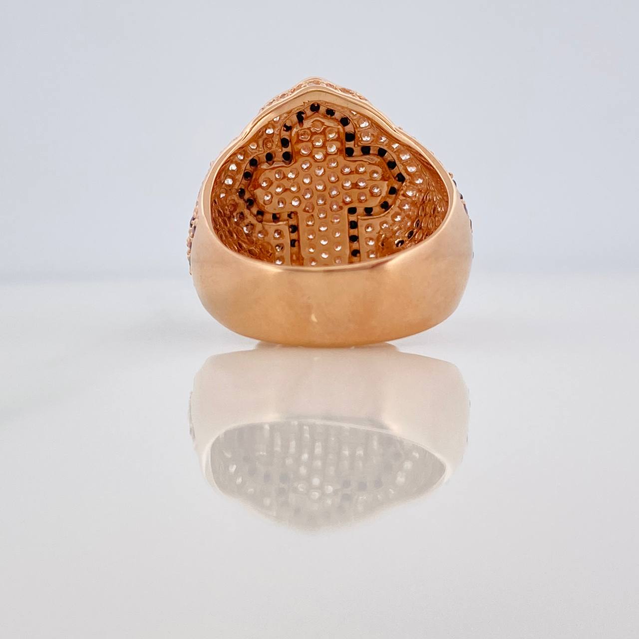 Anillo Cruz Tupida 13.05gr / T9 3/4 / Dos Oros Negro Rosa Nac.Esp. 18K &