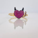 Anillo Corazon Devil 2.75gr / T7 1/4 / Dos Oros Negro Amarillo 18K %