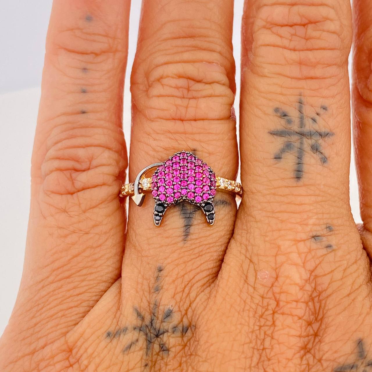 Anillo Corazon Devil 2.75gr / T7 1/4 / Dos Oros Negro Amarillo 18K %