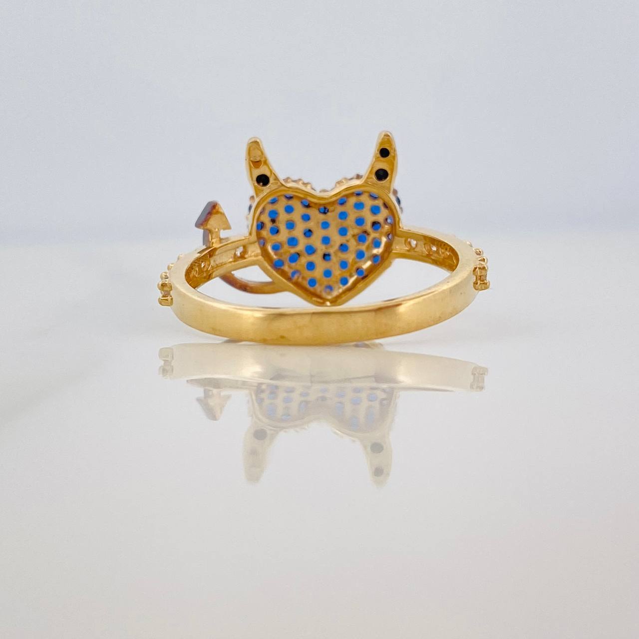 Anillo Corazon Devil 2.6gr / T5 1/4 / Dos Oros Negro Amarillo 18K %