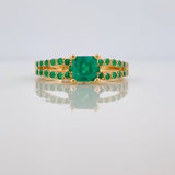 Anillo Cuadrado Esmeraldas 94 pts Diamantes 0.02 pts 3.5gr / T6 1/2 / Oro Amarillo 18K &