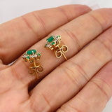 Topos Flor Esmeraldas 83 pts Diamantes 20 pts 3.8gr / Dos Oros Amarillo Blanco 18K &