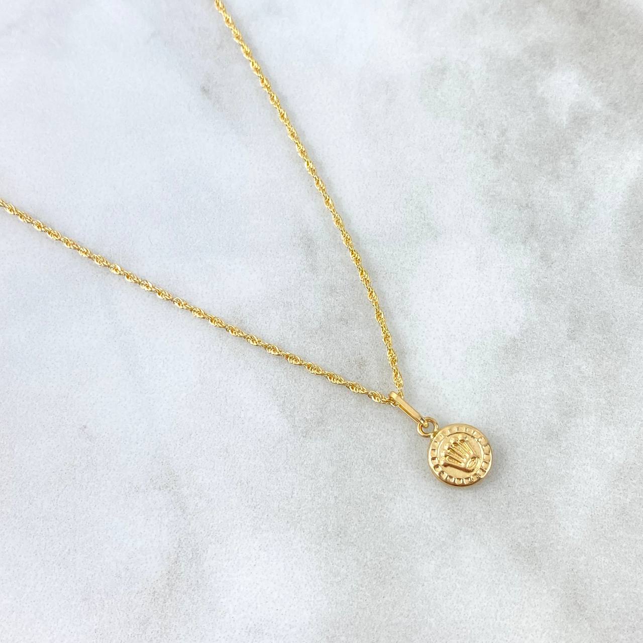 Cadena Lazo 1.15gr / 60cm + Dije Corona RX 0.3gr /1.5cm Oro Amarillo (Oferta)