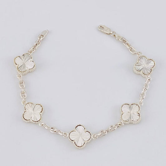 Pulso Aro Seguido Trébol Diamantado 16.65g / 20.3cm / 2.4mm Plata 925