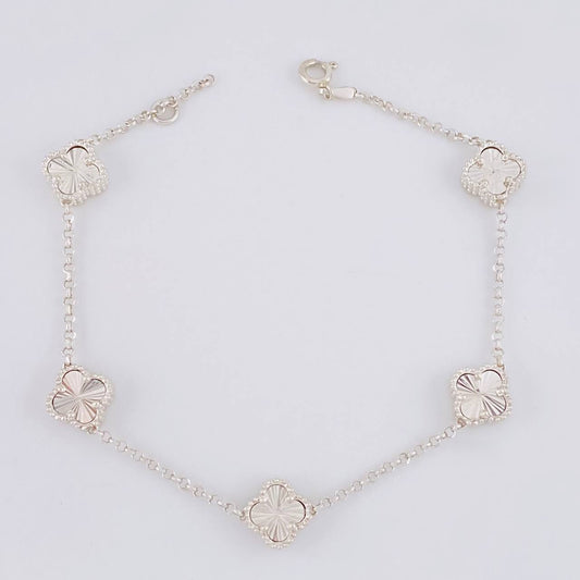 Pulso Rolo Trébol Diamantado 8.1g / 21.5cm / 1.4mm Plata 925