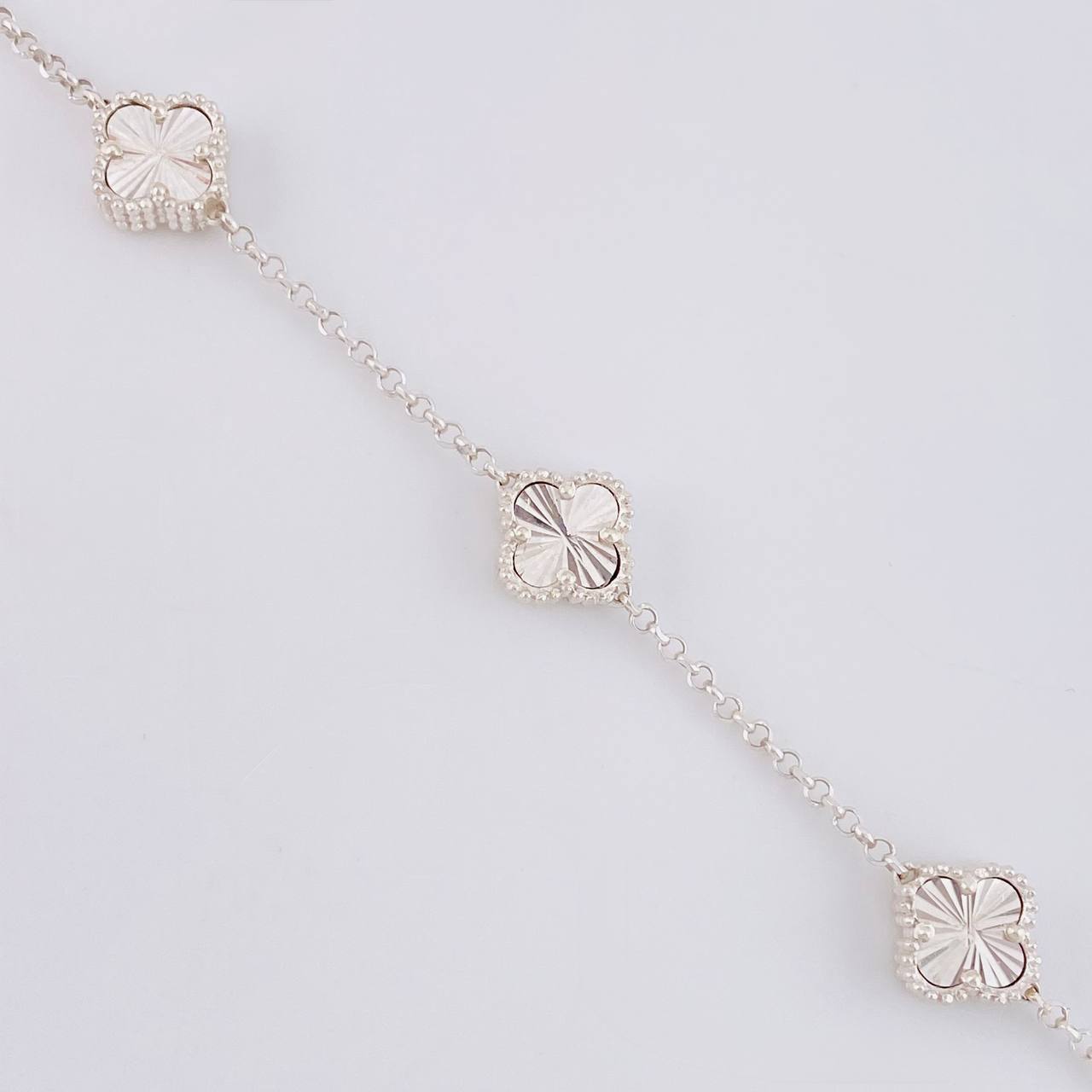 Pulso Rolo Trébol Diamantado 8.1g / 21.5cm / 1.4mm Plata 925