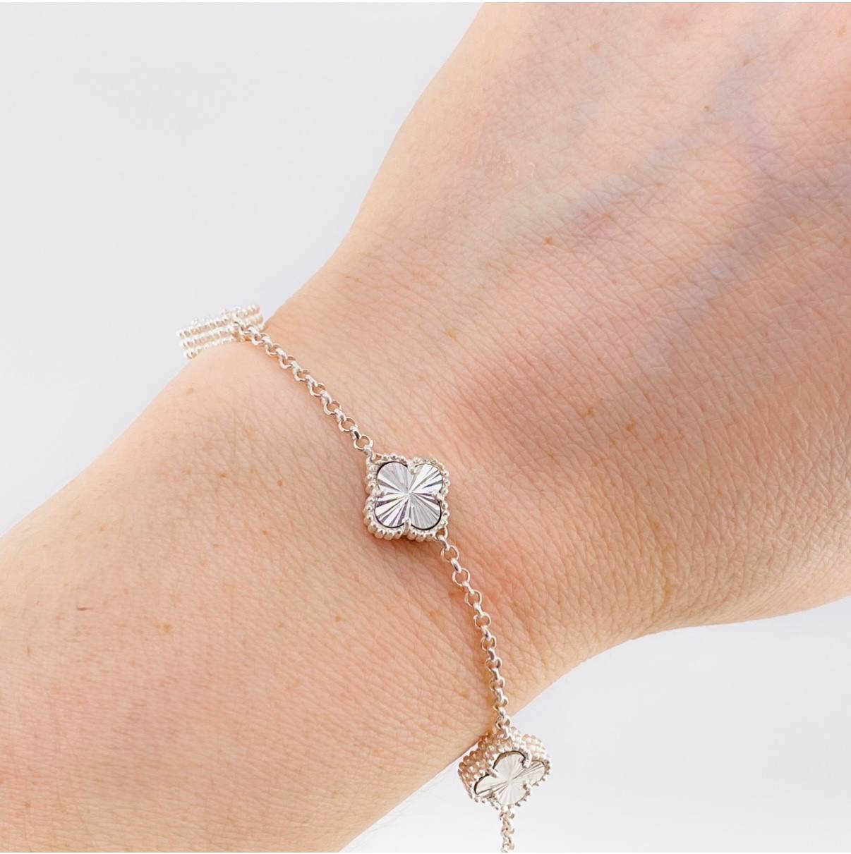 Pulso Rolo Trébol Diamantado 8.1g / 21.5cm / 1.4mm Plata 925