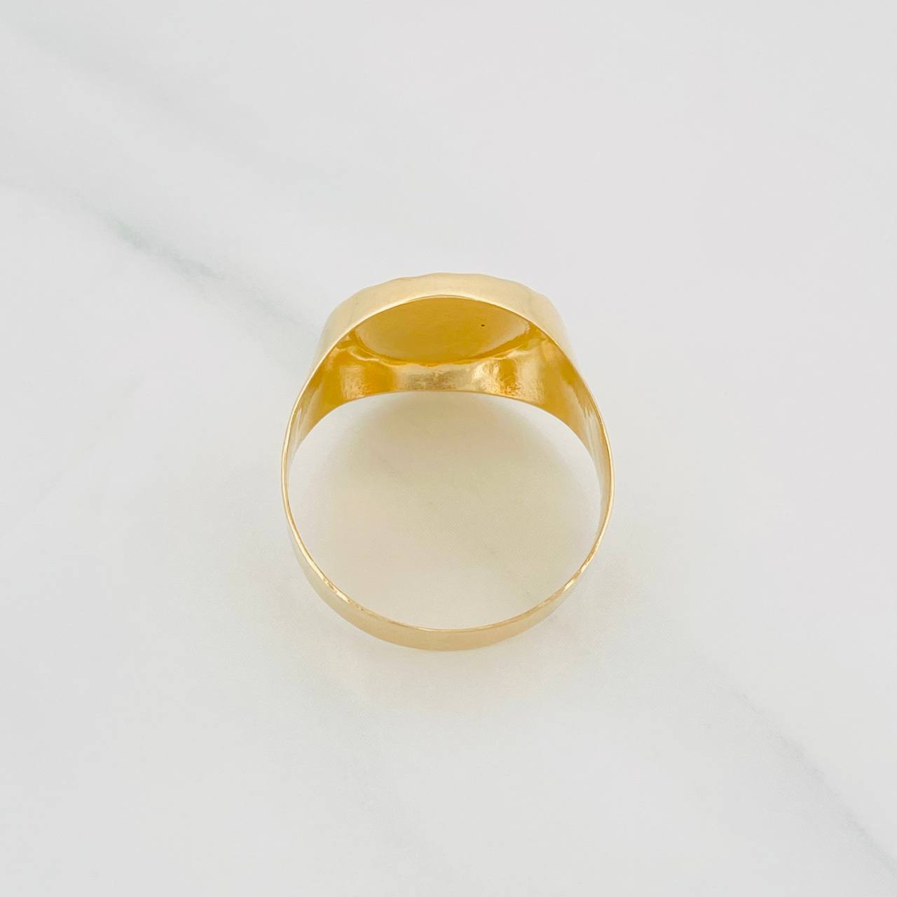 Anillo Sello Bordeado Brujula 3.55g / T8 3/4 Oro Amarillo 18K