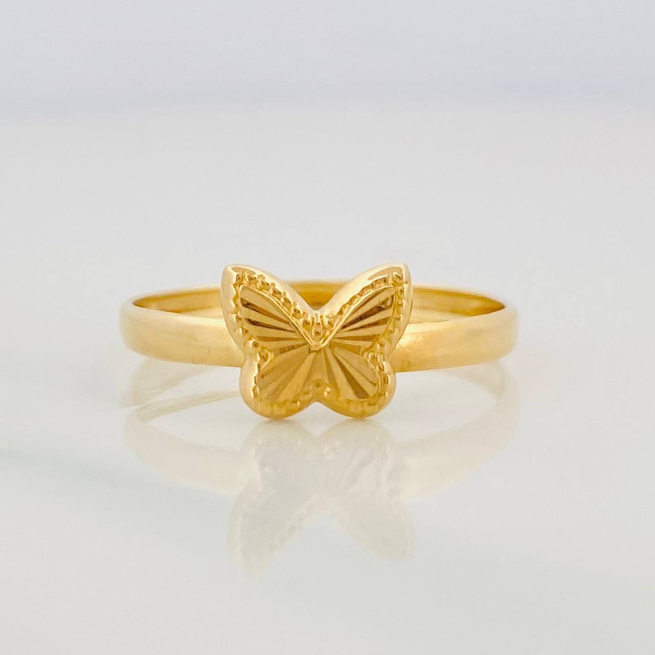 Anillo Mariposa Diamantado 0.75g / T7 1/2 Oro Amarillo 18K