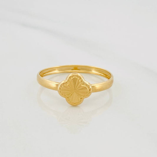 Anillo Trebol Diamantado 0.8g / T6 1/2 Oro Amarillo 18K