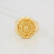 Anillo Sello Bordeado Brujula 3.55g / T8 3/4 Oro Amarillo 18K