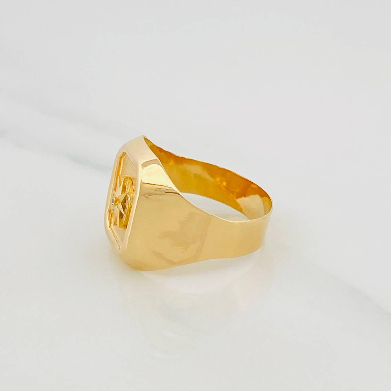 Anillo Sello Brujula 3.15g / T8 3/4 Oro Amarillo 18K