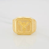 Anillo Sello Aguila Bordeado 3.15g / T10 Oro Amarillo 18K