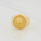Anillo Sello Bordeado Leon 4.2g / T9 1/2 Oro Amarillo 18K