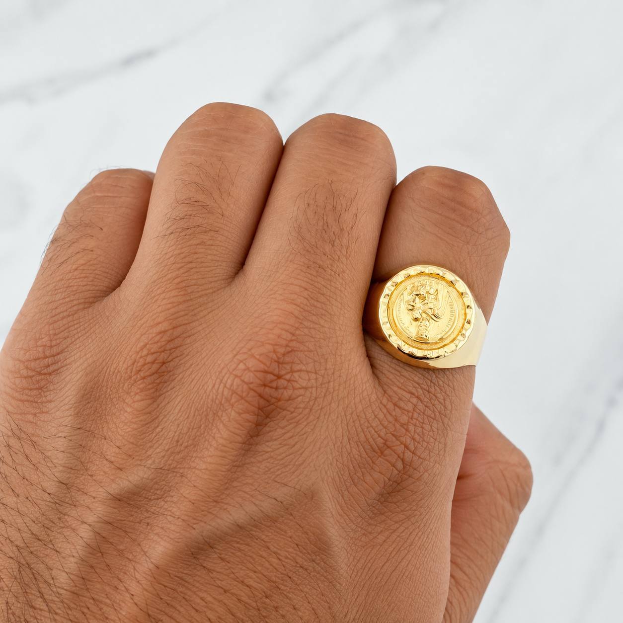 Anillo Bordeado Virgen del Carmen 3.8g / T10 Oro Amarillo 18K