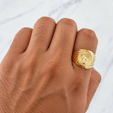 Anillo Sello Jesucristo 4.05g / T11 Oro Amarillo 18K