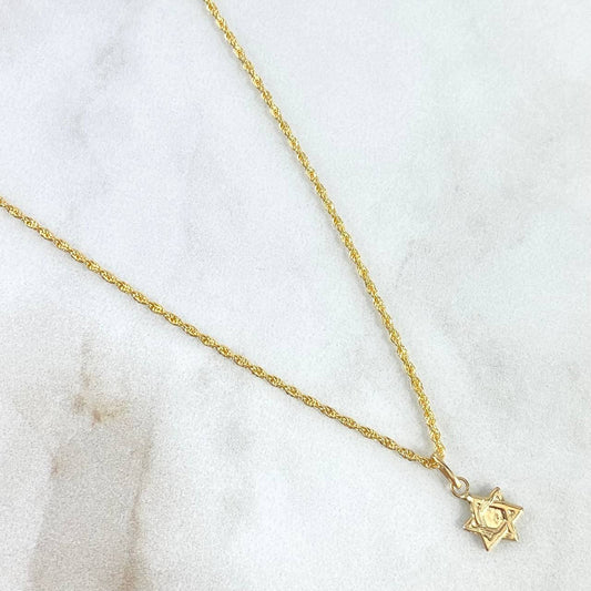 Cadena Lazo 0.95gr / 50cm + Dije Estrella De David 0.2gr / 1.5cm Oro Amarillo (Oferta)