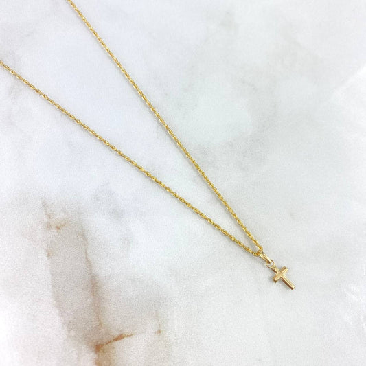 Cadena Lazo 1.1gr / 60cm + Dije Cruz 0.2gr / 1.5cm Oro Amarillo (Oferta)