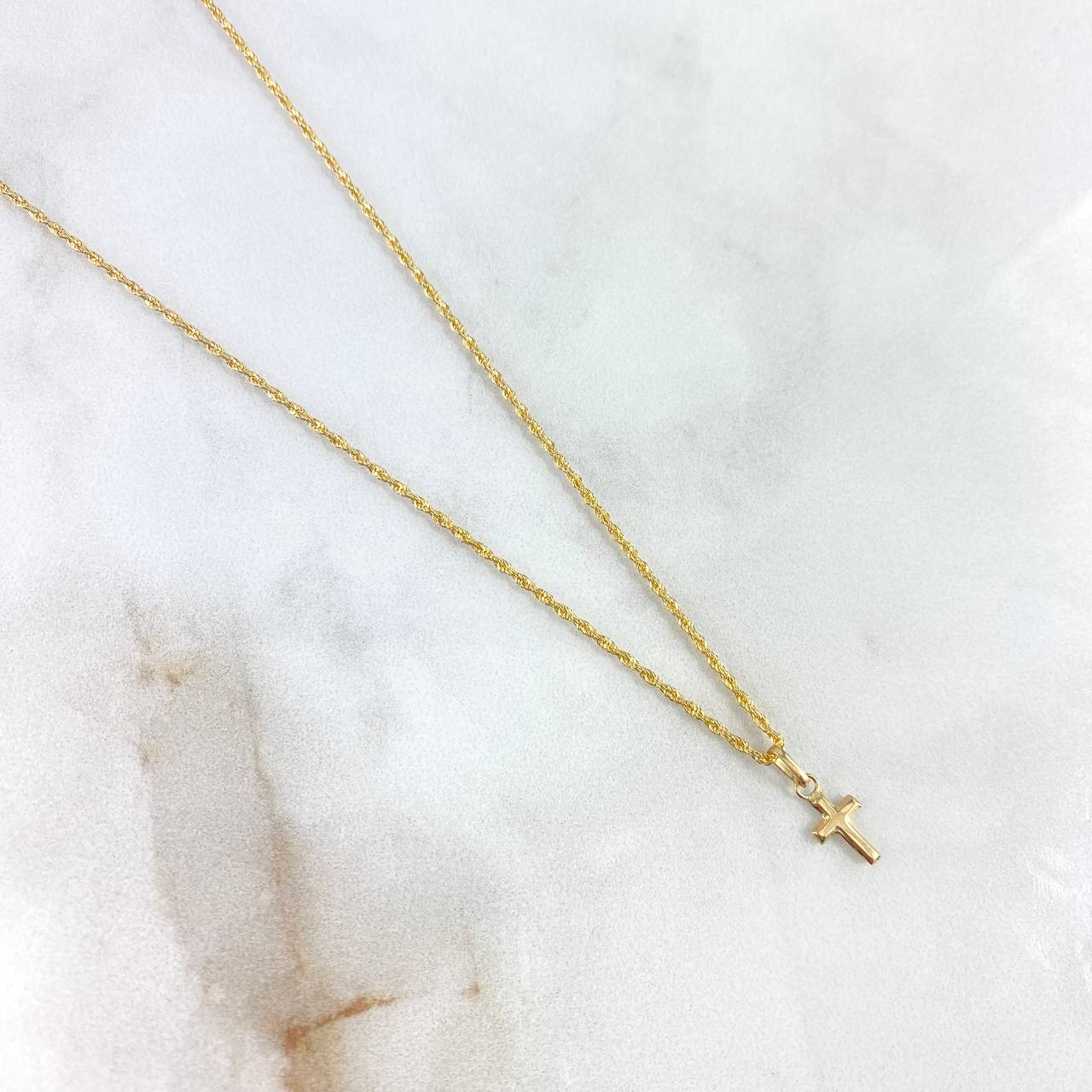 Cadena Lazo 0.95gr / 50cm + Dije Cruz 0.2gr / 1.5cm Oro Amarillo (Oferta) ©