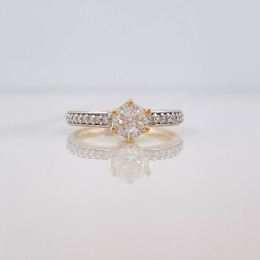 Anillo Solitario Churumbela 2.75g / T6 1/2 Dos Oros Amarillo Blanco 18K