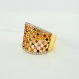 Anillo Malla 5.9g / T7 Dos Oros Amarillo Blanco 18K