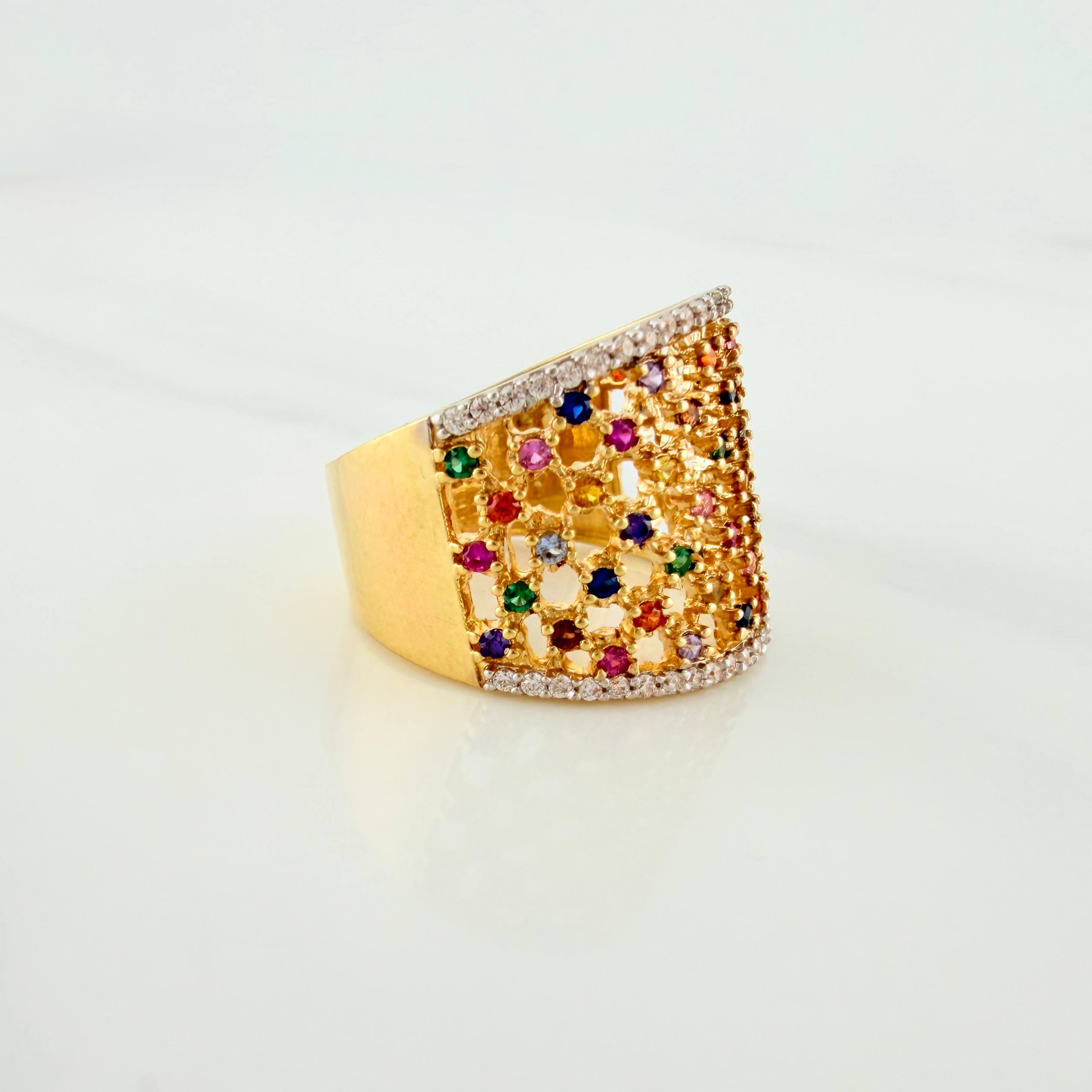 Anillo Malla 5.9g / T7 Dos Oros Amarillo Blanco 18K