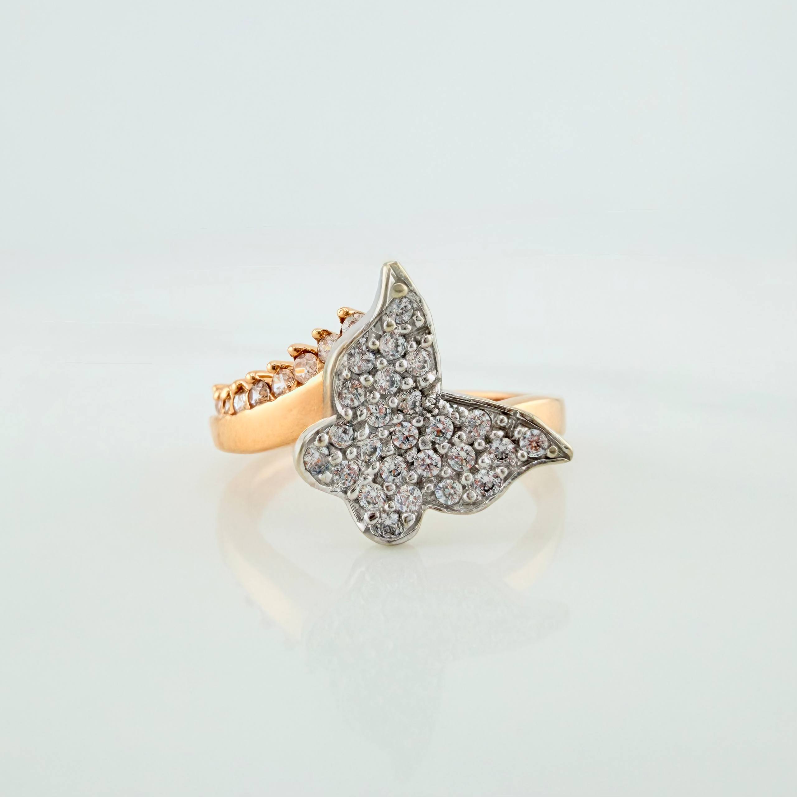 Anillo Mariposa 3.1g / T5 3/4 Dos Oros Blanco Rosa 18K