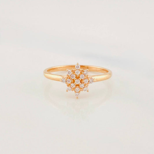 Anillo Flor 2.35g / T6 3/4 Oro Rosa 18K