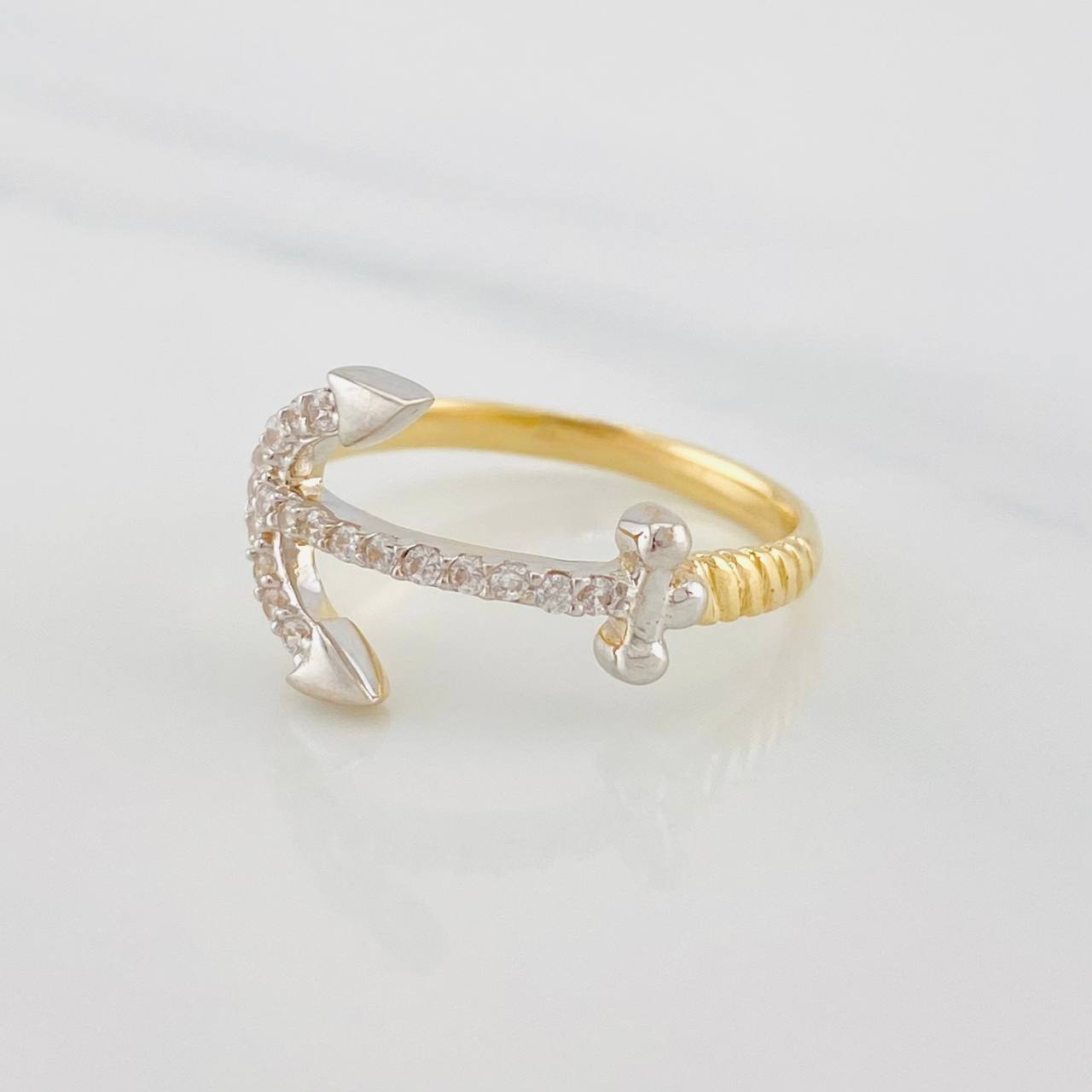 Anillo Ancla 2.5g / T6 Dos Oros Amarillo Blanco 18K