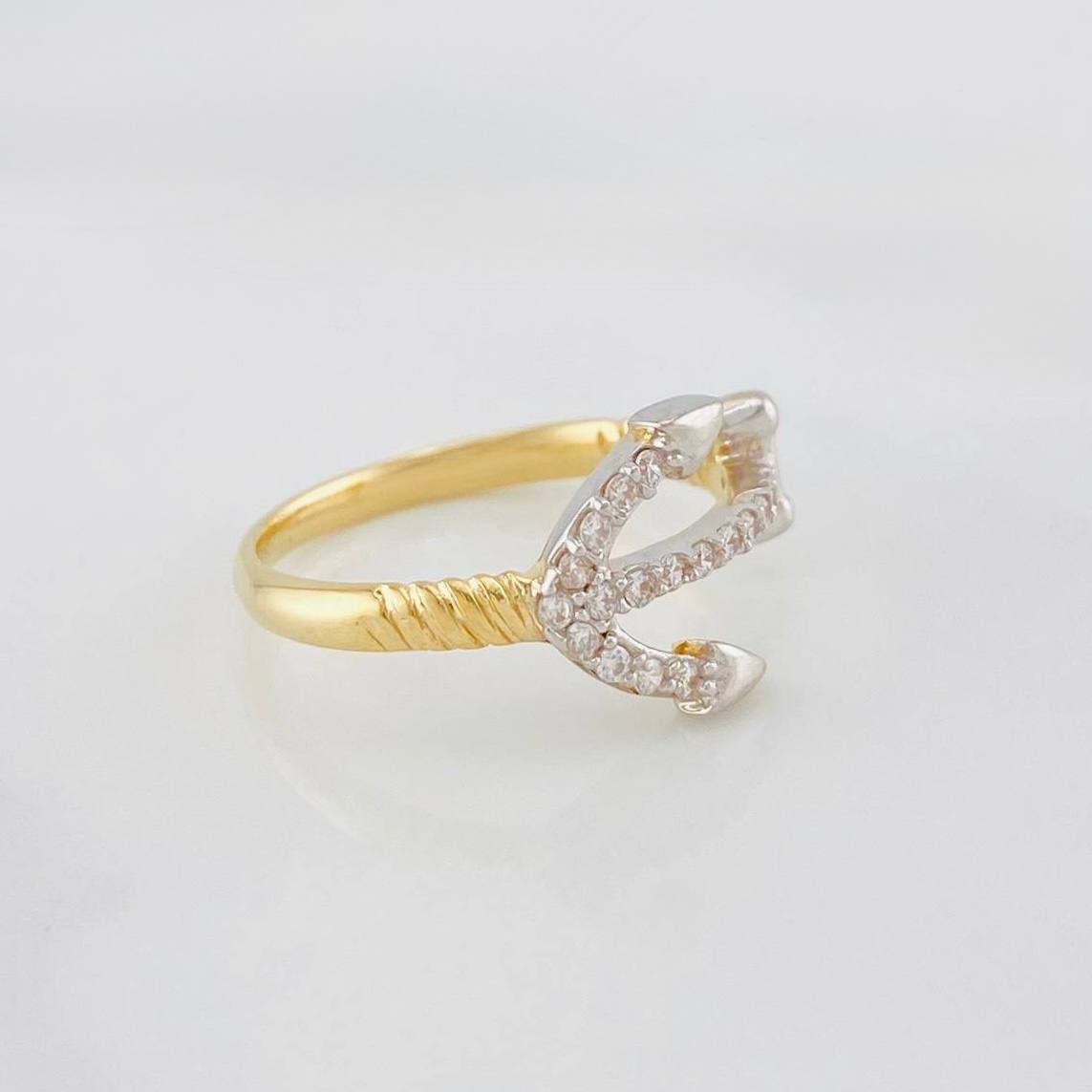 Anillo Ancla 2.5g / T6 Dos Oros Amarillo Blanco 18K