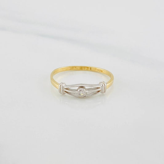 Anillo Halo 1.4g / T6 3/4 Dos Oros Amarillo Blanco 18K