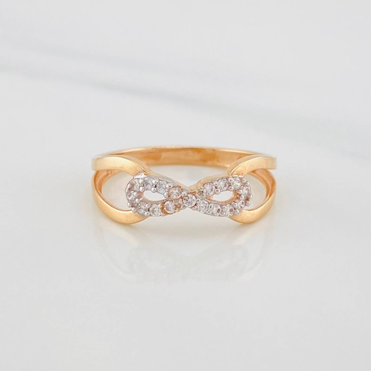 Anillo Infinito 1.95g / T6 3/4 Dos Oros Blanco Rosa 18K