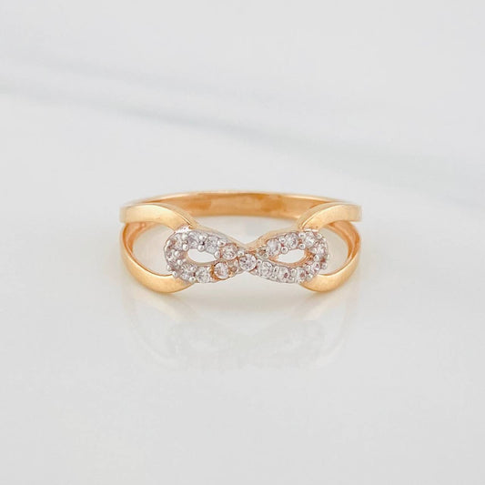 Anillo Infinito 1.95g / T6 3/4 Dos Oros Blanco Rosa 18K